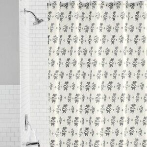 MAINSTAYS Farmhouse Floral Grey Polyester Slub Shower Curtain 72 x 72